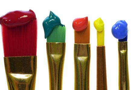 Måla, akrylfärg penslar färger
